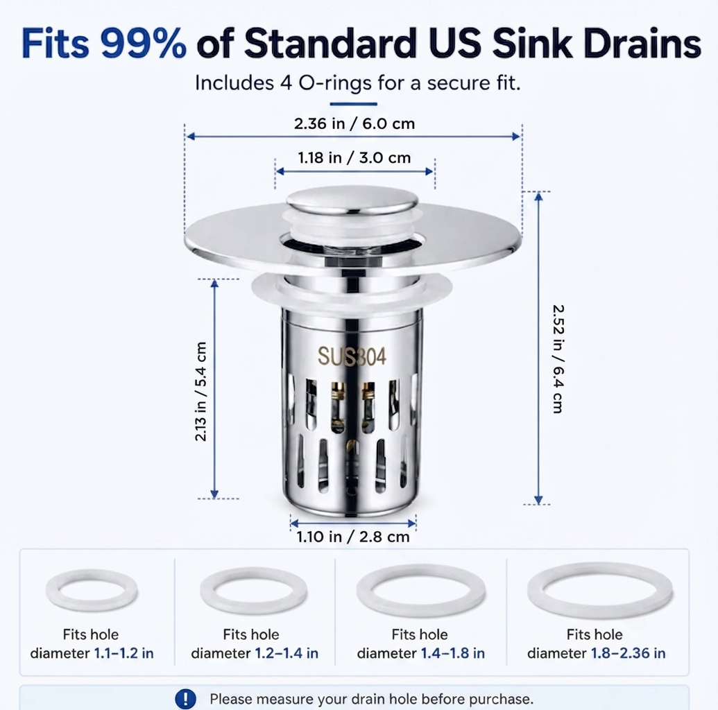 🔥The Ultimate 3-in-1 Pop-Up Sink Strainer