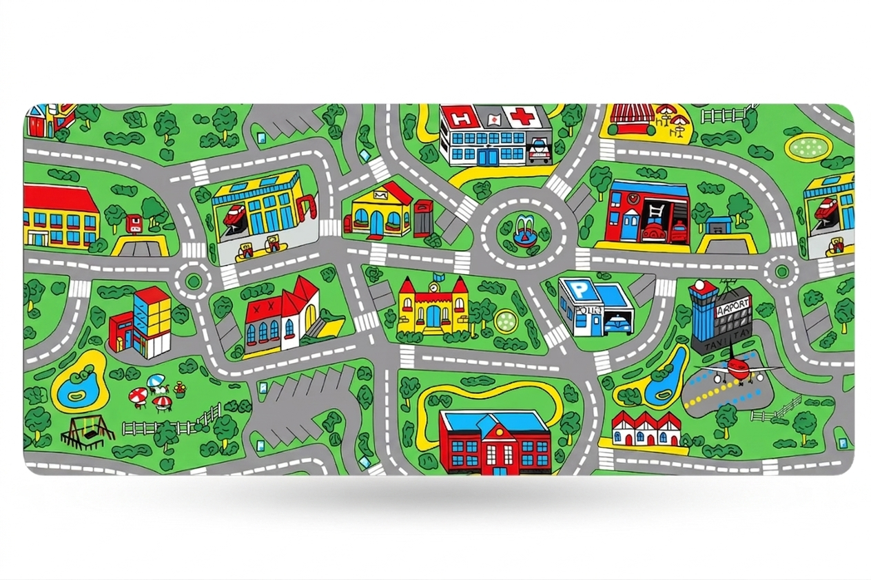 🛣️ Nostalgic Road Map Desk Mat – Retro City Mouse Pad