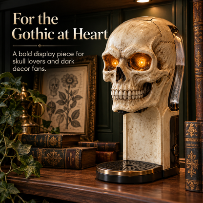 💀 Skull Coffee Corner Decor – Glowing Amber Eyes, Gothic Home Accent & Bold Statement Collectible 🖤✨