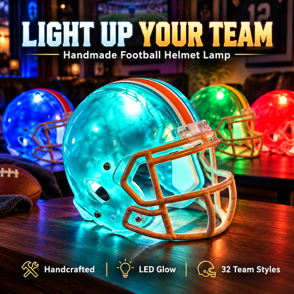 🏈✨ Handmade LED Football Helmet Lamp – Glowing Team-Inspired Helmet Night Light