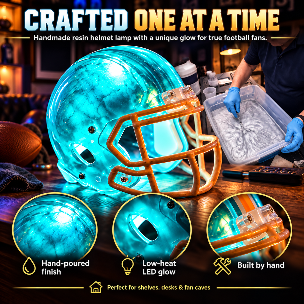 ⌛ Last Day 49% OFF 🔥 Handmade Football Helmet Lamp – LED Team Fan Cave Light with 32 Team Styles