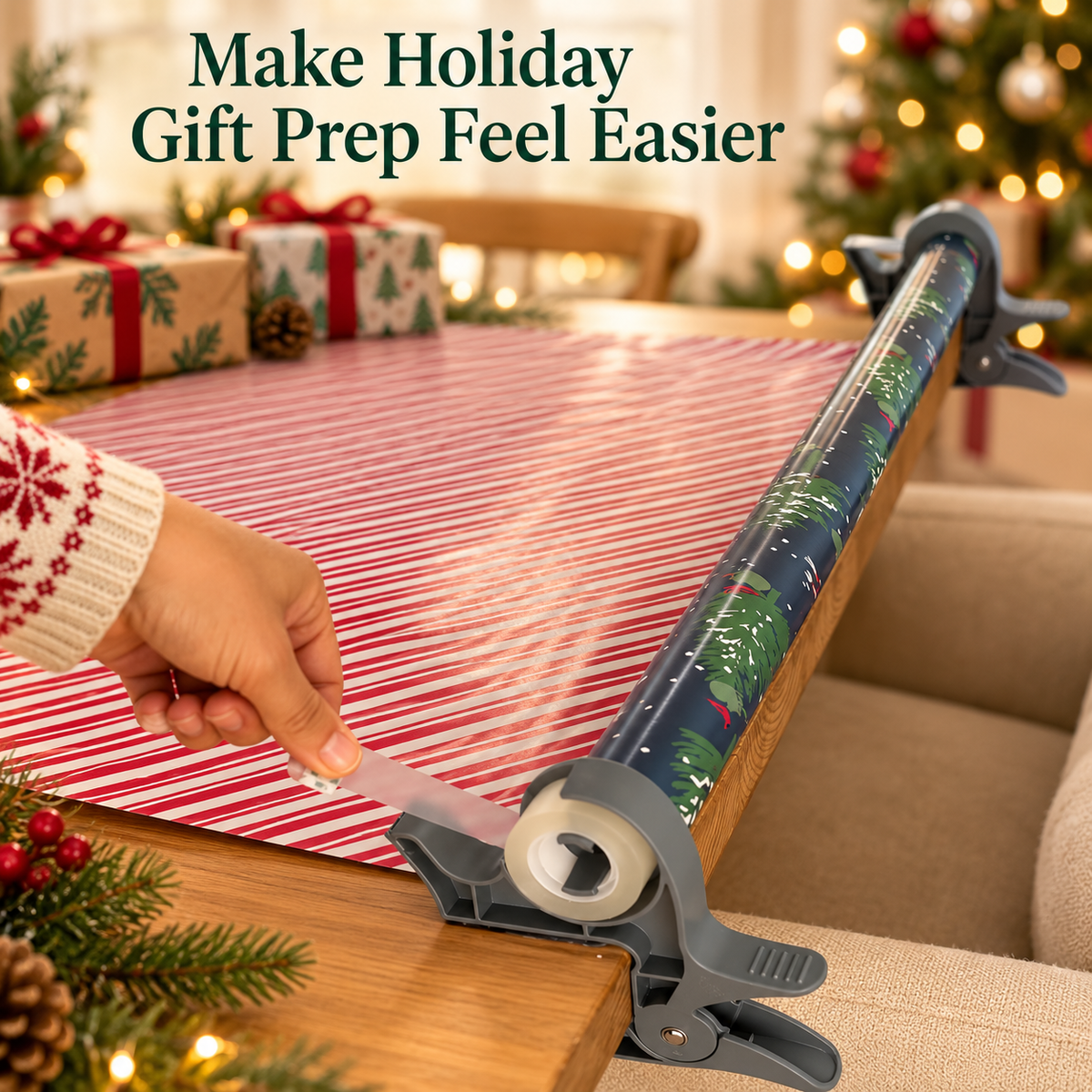 🎀✂️ Easy Clip-On Tabletop Wrap Organizer ✨ 2-Pack Gift Wrapping Paper Holders
