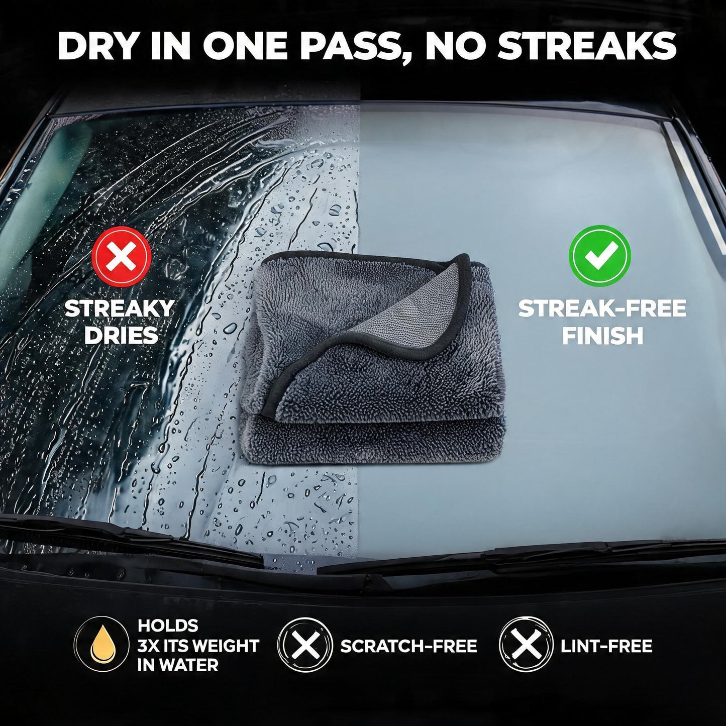 💧 Super Absorbent Microfiber Car Drying Towel – Streak-Free & Scratch-Free