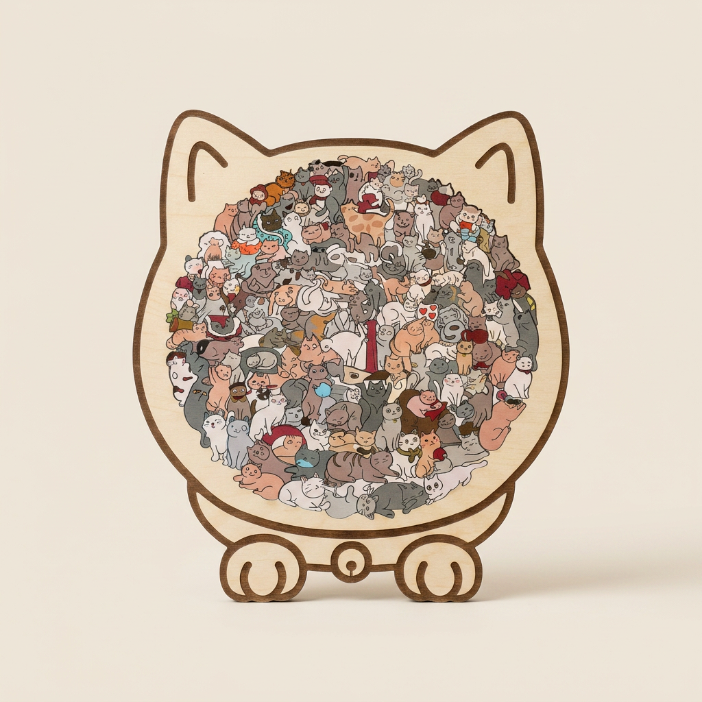 🔥LAST DAY 50% OFF 🛍️135-Piece Morandi-Colored Cat Shaped Wooden Jigsaw Puzzle