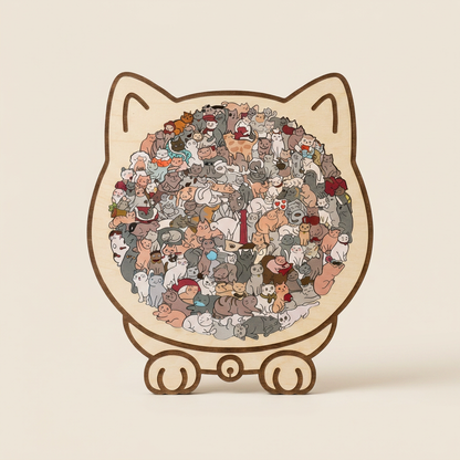 🔥LAST DAY 50% OFF 🛍️135-Piece Morandi-Colored Cat Shaped Wooden Jigsaw Puzzle
