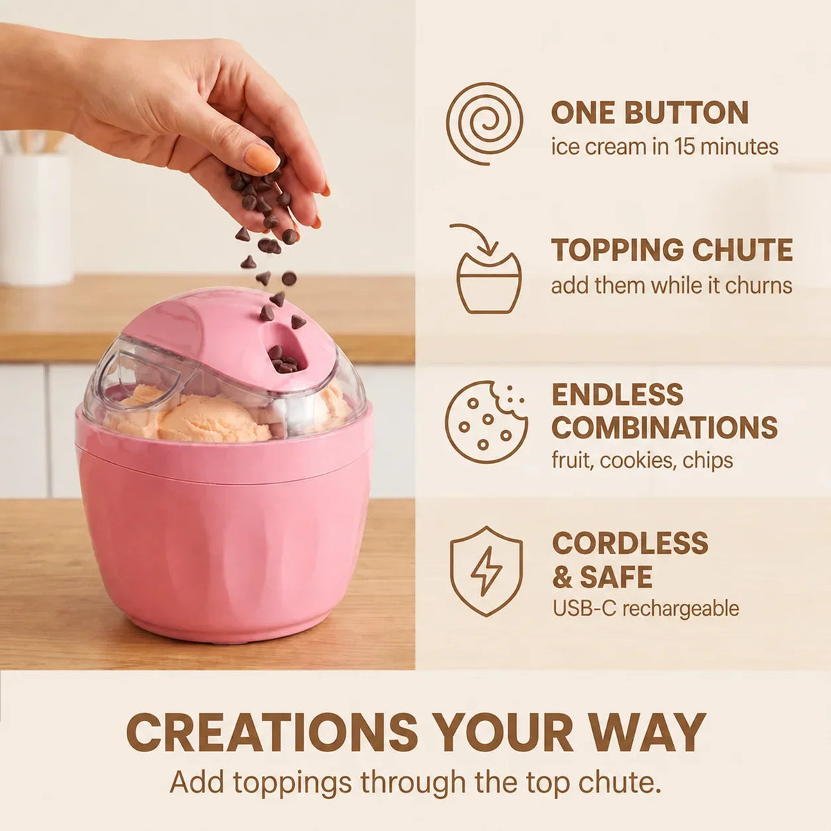 🍦 One-Touch Ice Cream Maker Cup – Homemade Frozen Treats Your Way