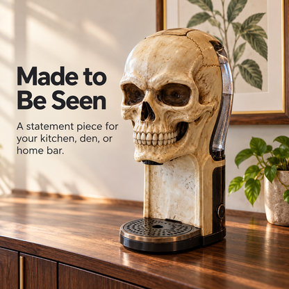 💀 Skull Coffee Corner Decor – Glowing Amber Eyes, Gothic Home Accent & Bold Statement Collectible 🖤✨