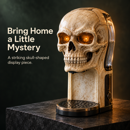 💀 Skull Coffee Corner Decor – Glowing Amber Eyes, Gothic Home Accent & Bold Statement Collectible 🖤✨