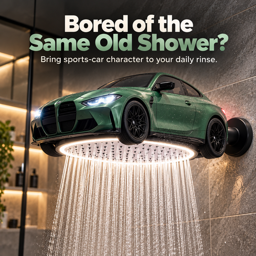 🏎️🚿 AutoRain – Sports Car-Shaped LED Rainfall Shower Head