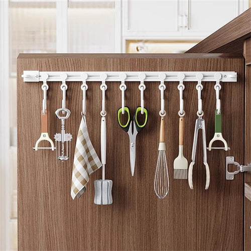 Multifunctional Slide Rail Hooks-No Punching Hooks for Bathroom,Bedroom,Office,Wall and Door