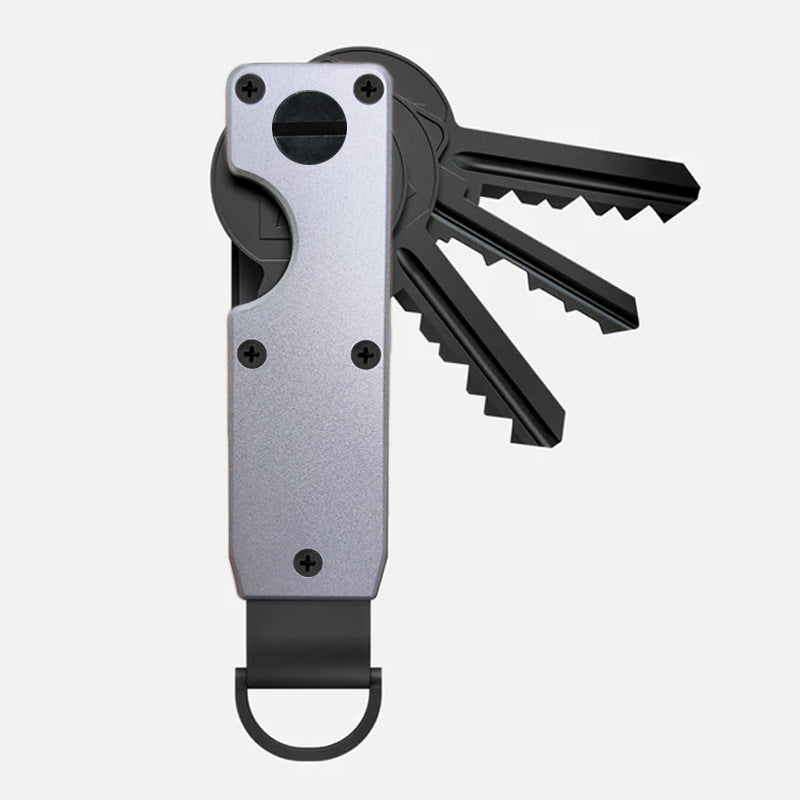 Air Keychain for Outdoor Enthusiasts: Lightweight Aluminum GPS Tracker Key Holder for Men & Women, Black, Small