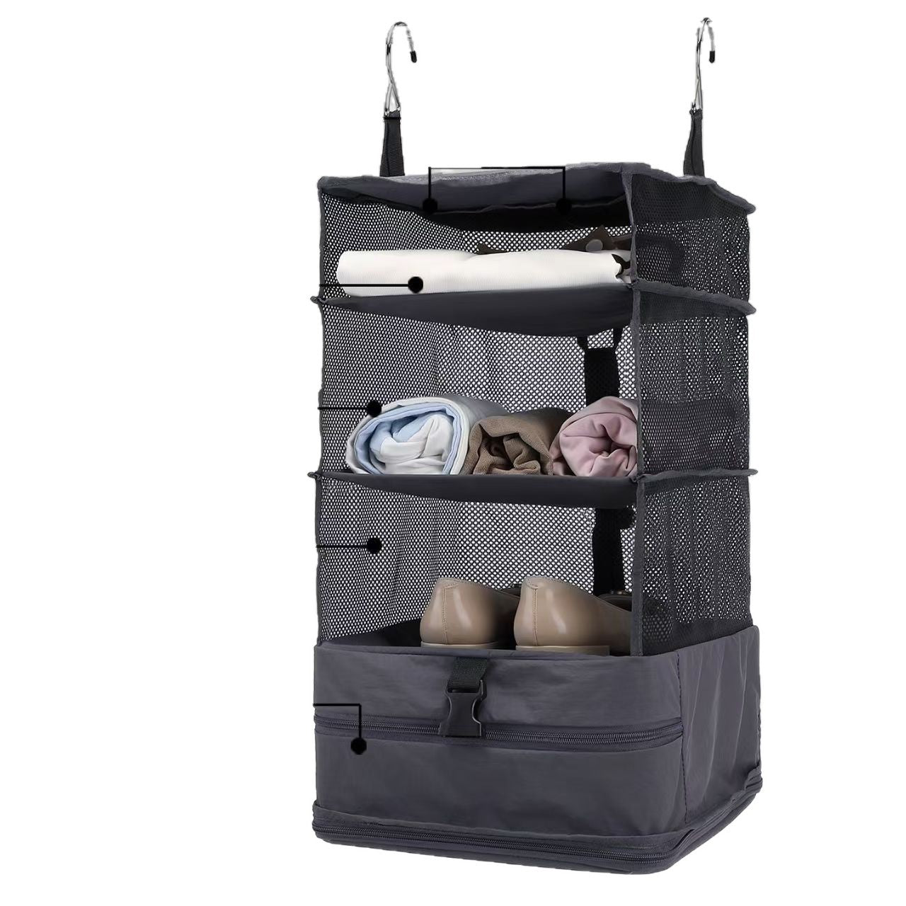 Collapsible 4-Tier Hanging Travel Storage Organizer | Your Portable Closet for Home & Trips