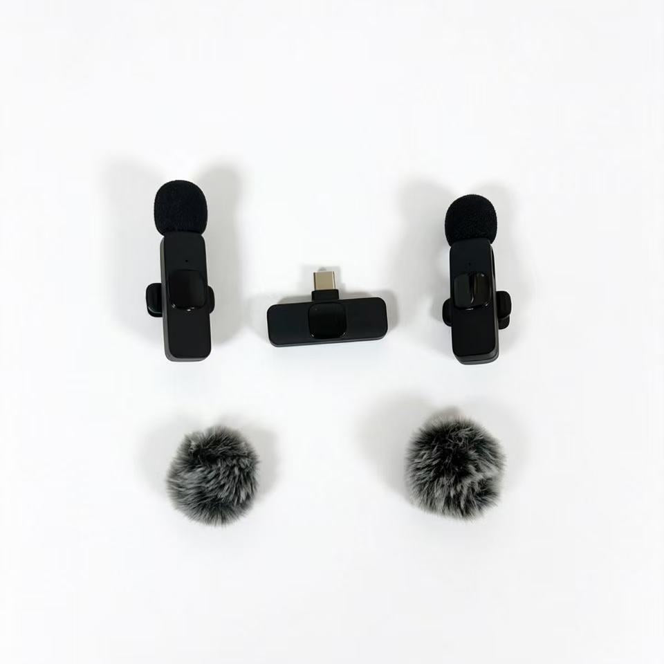 2 Pcs Wireless Lavalier Microphone for iPhone & Android | Plug & Play Dual Mic