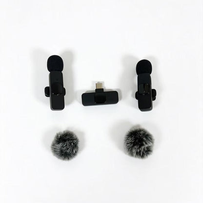 2 Pcs Wireless Lavalier Microphone for iPhone & Android | Plug & Play Dual Mic