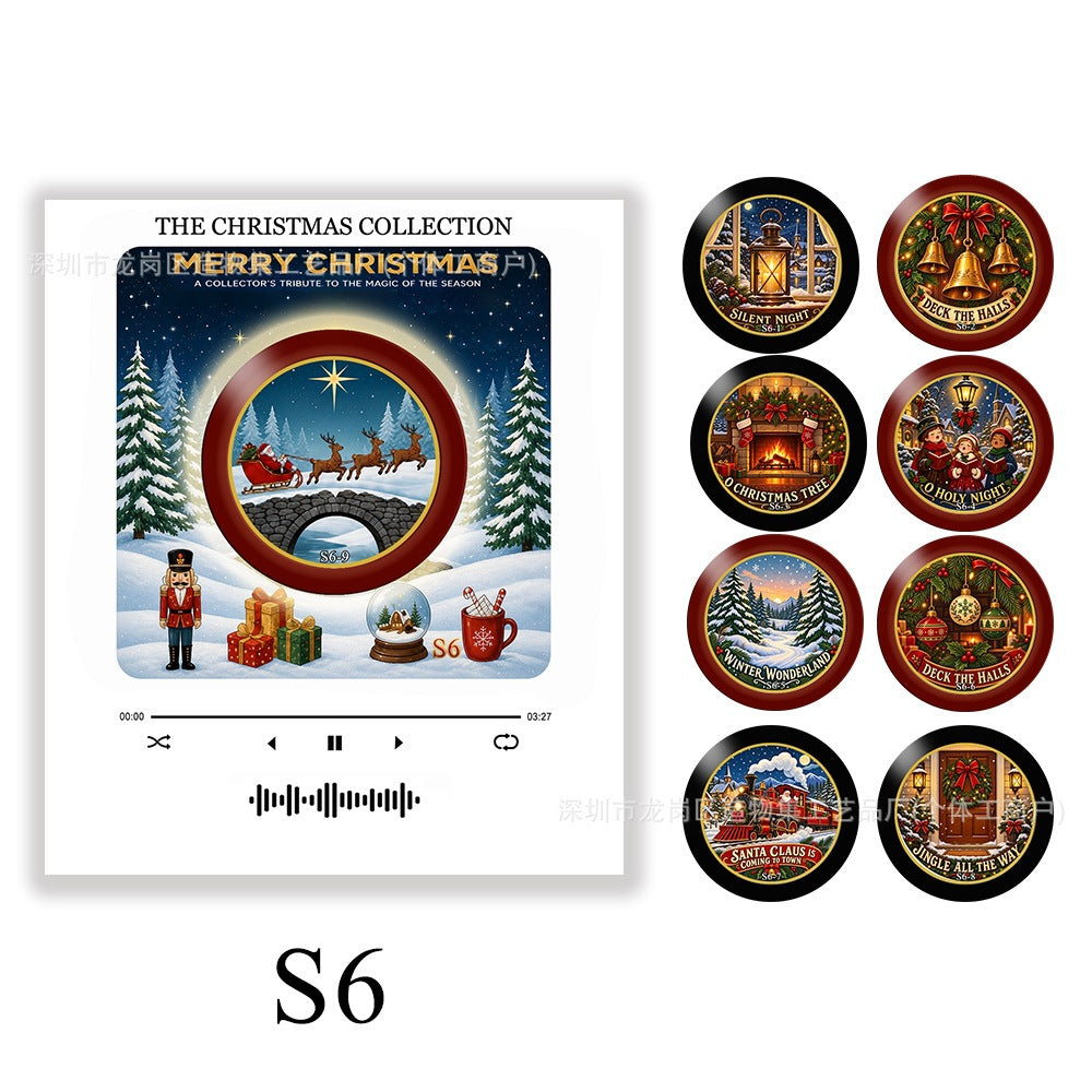 🎄🎶 Christmas Mini Vinyl Record Player Fridge Magnet ✨🎅 Light-Up Musical Christmas Decor 🎁❄️ Interchangeable Holiday Song Discs