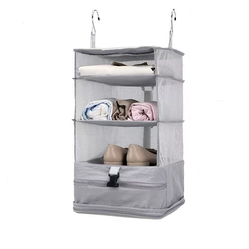 Collapsible 4-Tier Hanging Travel Storage Organizer | Your Portable Closet for Home & Trips