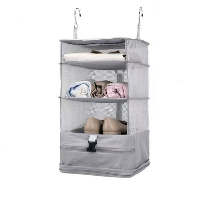 Collapsible 4-Tier Hanging Travel Storage Organizer | Your Portable Closet for Home & Trips