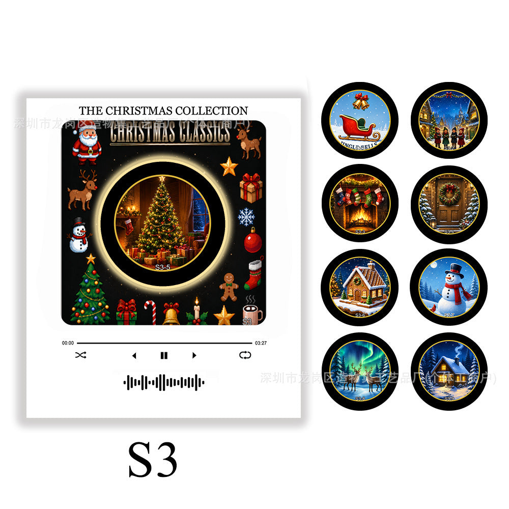 🎄🎶 Christmas Mini Vinyl Record Player Fridge Magnet ✨🎅 Light-Up Musical Christmas Decor 🎁❄️ Interchangeable Holiday Song Discs