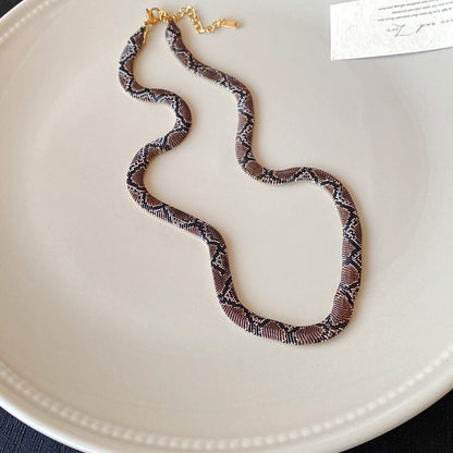 🐍❤️✨ Bold Red & Black Snake Statement Necklace 🖤🤍🔥 Unique Woven Snake-Style Choker Jewelry 💎🌹 Edgy Gothic Fashion Accessory ✨🎁
