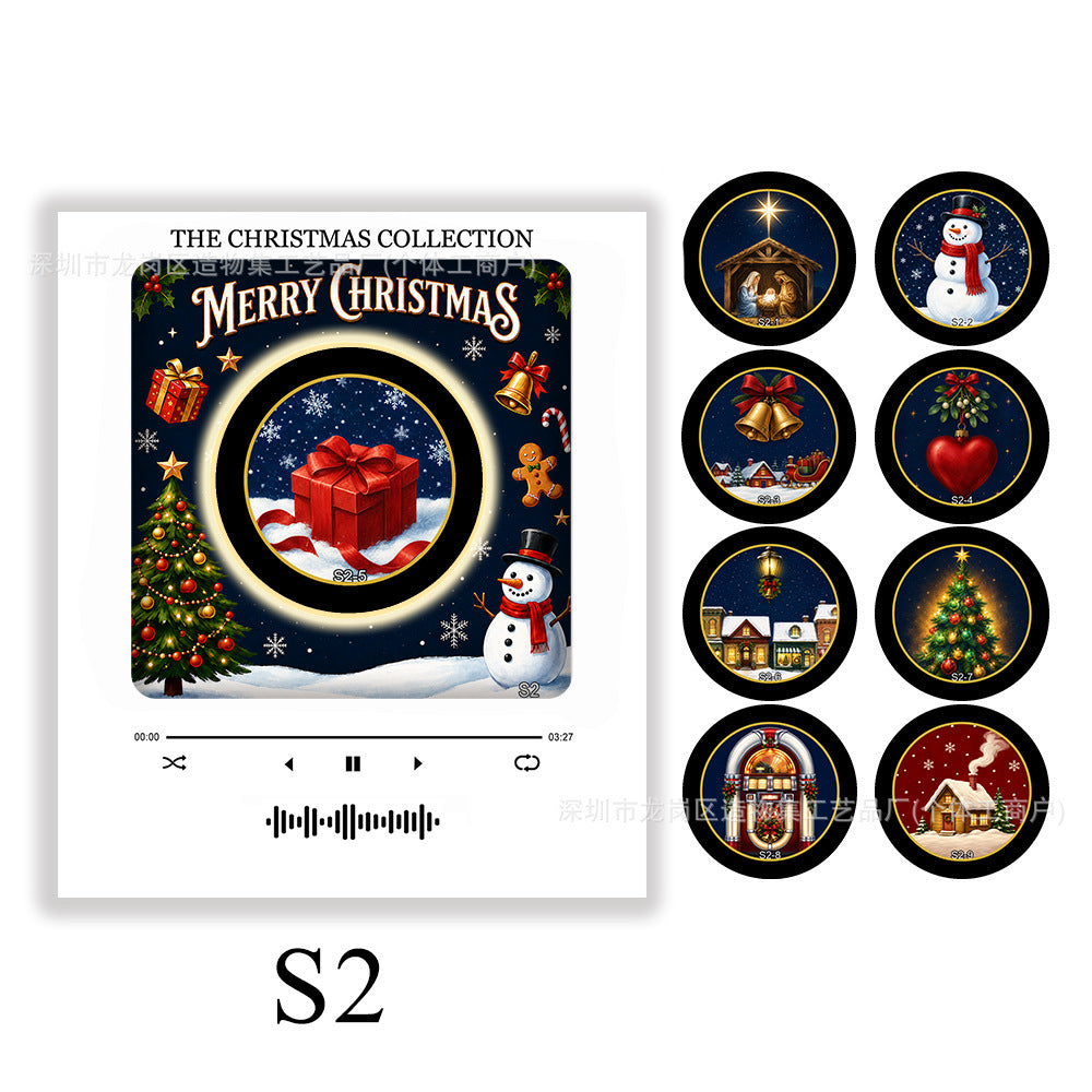 🎄🎶 Christmas Mini Vinyl Record Player Fridge Magnet ✨🎅 Light-Up Musical Christmas Decor 🎁❄️ Interchangeable Holiday Song Discs
