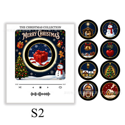 🎄🎶 Christmas Mini Vinyl Record Player Fridge Magnet ✨🎅 Light-Up Musical Christmas Decor 🎁❄️ Interchangeable Holiday Song Discs