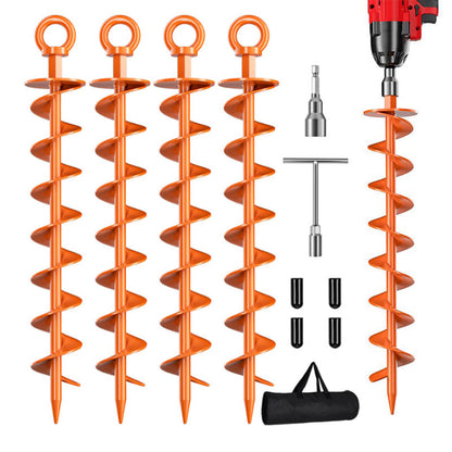 🛠️⛺ Heavy-Duty 15-Inch Spiral Ground Anchors 🌪️🔩 | Steel Screw Stakes for Trampolines & Tents