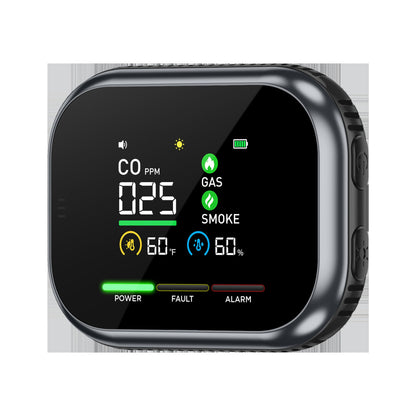 6-in-1 Portable Gas Leak Detector & Air Quality Monitor - Temp & Humidity Sensor for Kitchen, Home & RV Safety