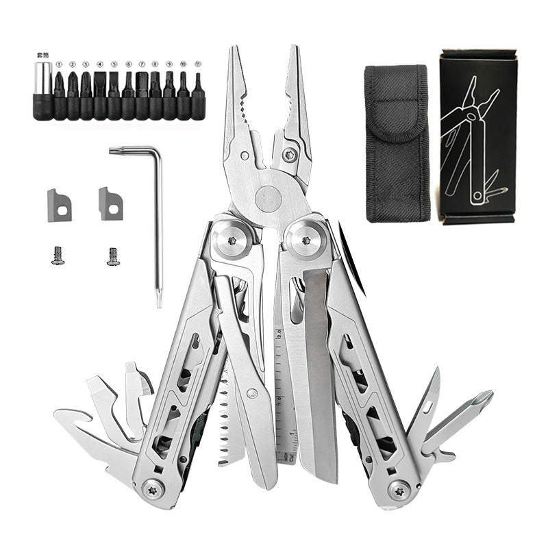 16-in-1 Camping Multi-Tool with Full-Size Scissors & Carrying Pouch