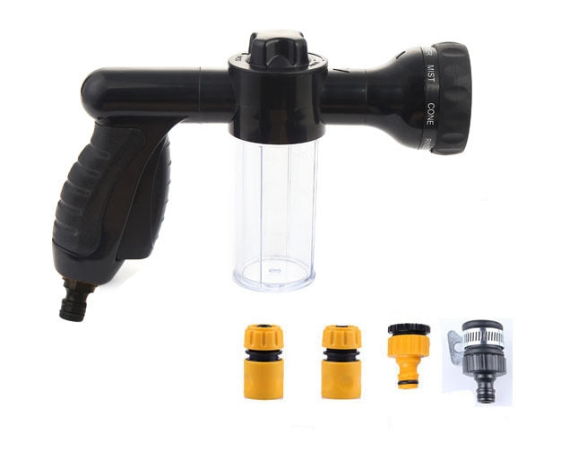 8-Pattern Garden Hose Nozzle with Built-In Soap Dispenser