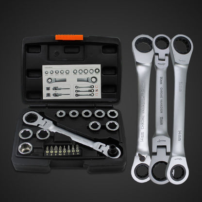 🔩15-in-1 Compact Ratcheting Wrench & Socket Set – Built for Tight-Space Repairs
