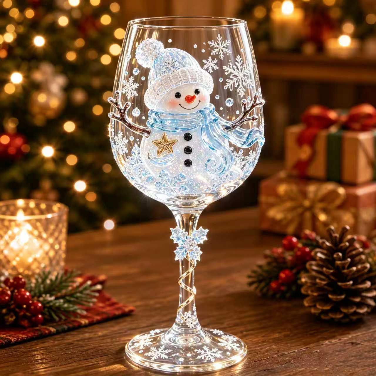 🍷3D Christmas Collectible Stemmed Glass – 6 Festive Designs