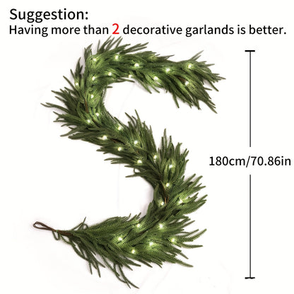 🎄✨ Christmas Greenery Garland & Warm Icicle Lights Set 💡🌿 | Cascading Evergreen Holiday Decor for Mantels, Windows & Dining Spaces 🏡🎁