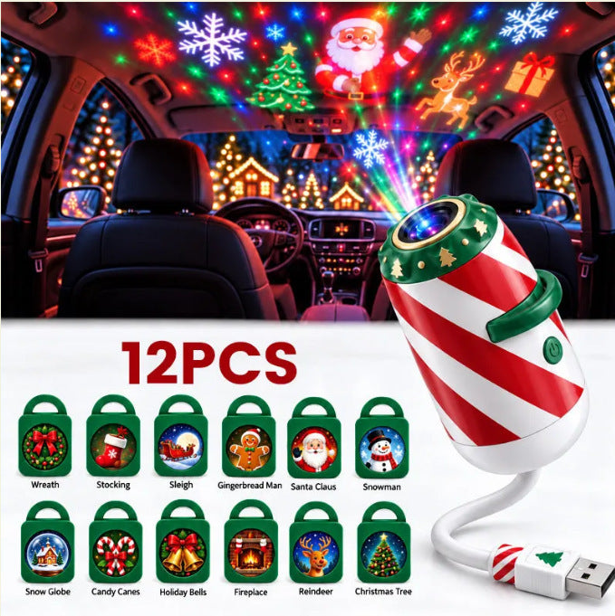 🎄 Christmas Car Window Projector – USB-Powered Holiday Light with Interchangeable Festive Designs for Cars, SUVs & Trucks