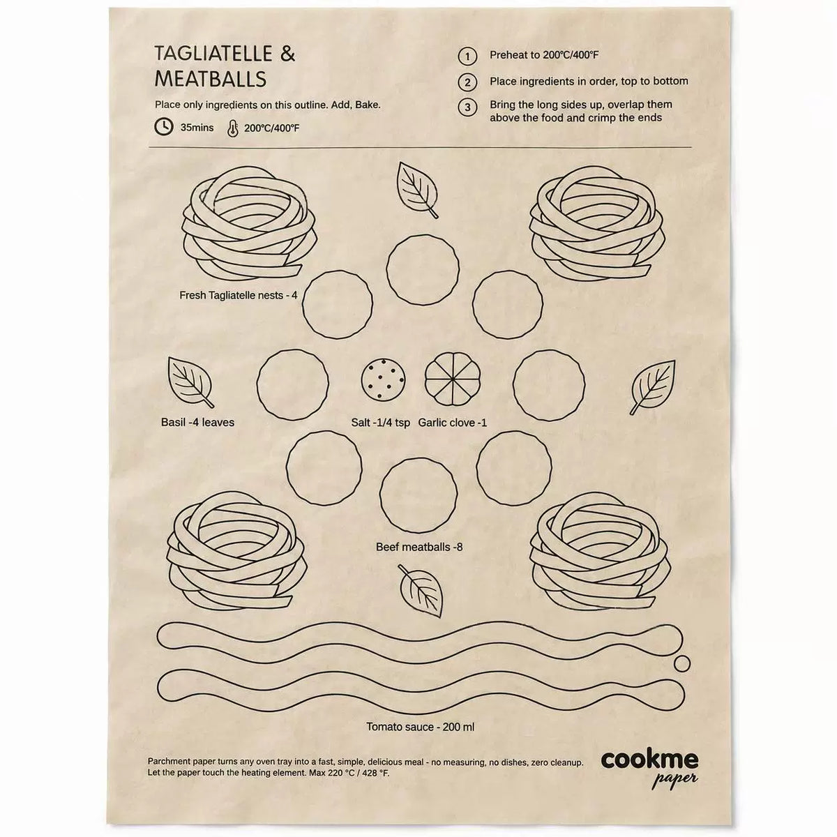 🎁25PCS Pre-Printed Baking Paper Sheets for Easy Oven Meals