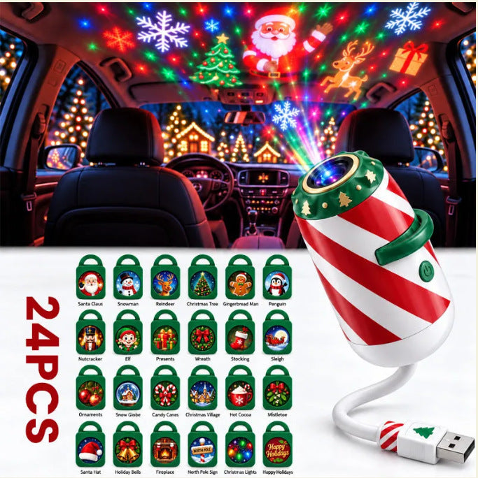 Twenty four interchangeable holiday projector slides