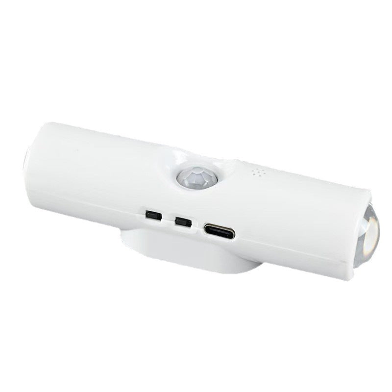 Rechargeable wall light body showing motion sensor switches and USB-C charging port
