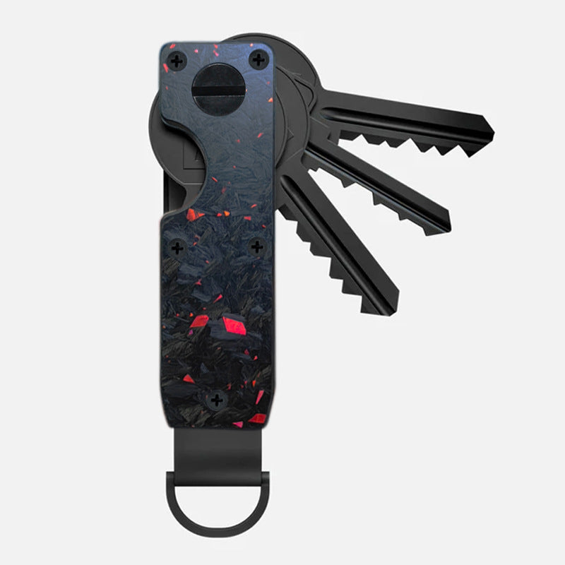 Air Keychain for Outdoor Enthusiasts: Lightweight Aluminum GPS Tracker Key Holder for Men & Women, Black, Small