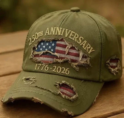 Honor Freedom. Wear History. 1776–2026 American Flag Vintage Denim Baseball Cap