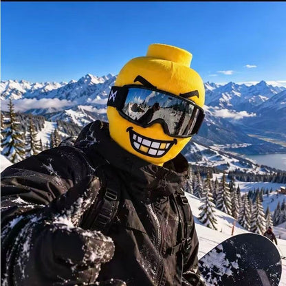 🏂Funny Yellow Block-Head Ski Mask – Full Face Winter Balaclava for Skiing & Snowboarding