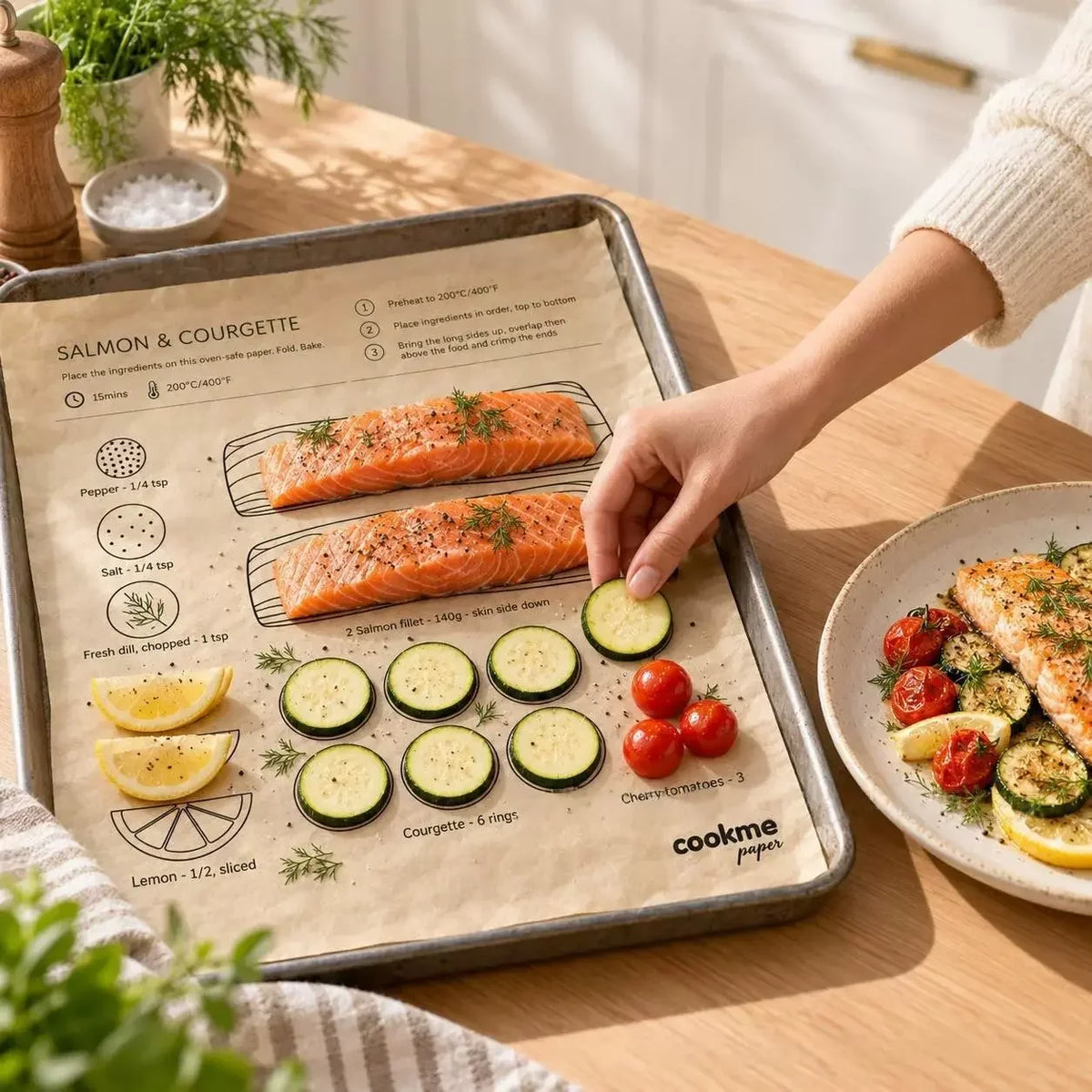 🎁25PCS Pre-Printed Baking Paper Sheets for Easy Oven Meals