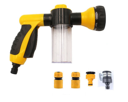 8-Pattern Garden Hose Nozzle with Built-In Soap Dispenser