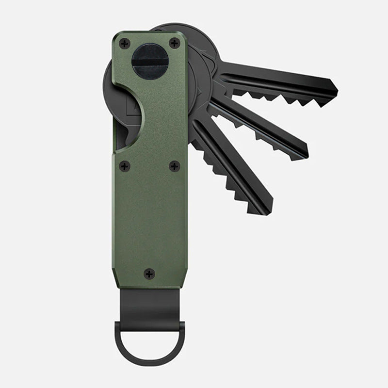 Air Keychain for Outdoor Enthusiasts: Lightweight Aluminum GPS Tracker Key Holder for Men & Women, Black, Small