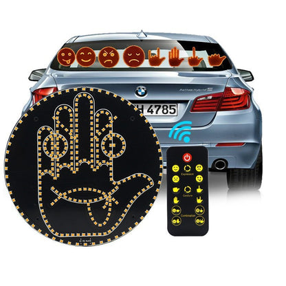 🚗🔥 LED Car Rear Window Gesture Light 😎🖕😂 – Funny Emoji & Hand Sign Display ✨ Wireless Remote Control 🚘 4 Modes | Fun Car Accessories 🎁