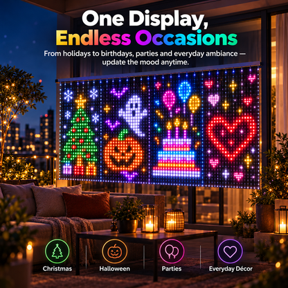 🎄📱Smart LED Curtain Lights – Upload Your Own Pictures & Animations ✨