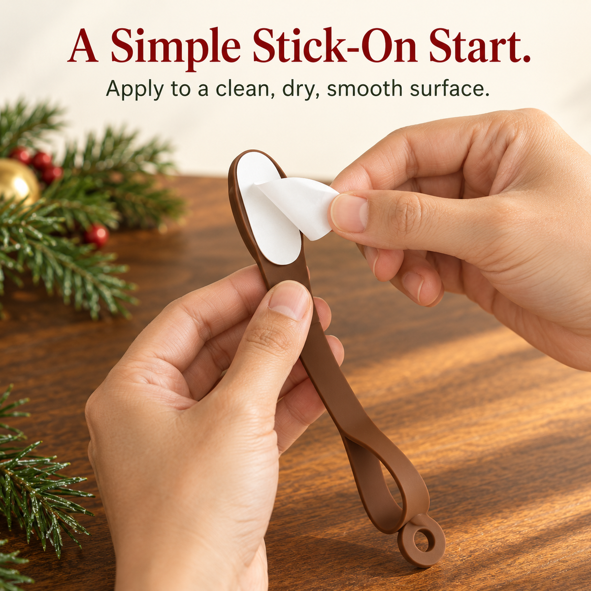 🌳6-Pack Christmas Wreath Hangers – No-Drill Peel & Stick Holiday Hooks