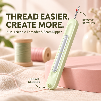 🧵 2-in-1 Needle Threader & Seam Ripper – Less Fuss, More Stitching