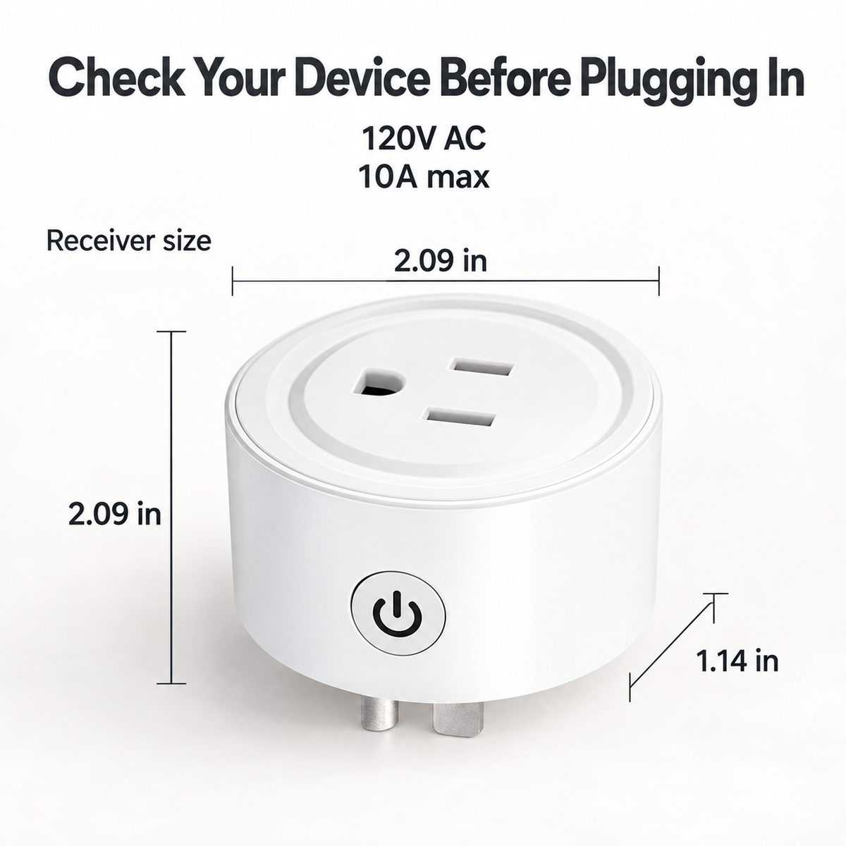 Remote control outlet receiver size and electrical rating