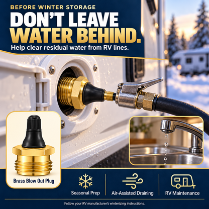 RV water-line winterizing process to help clear residual water