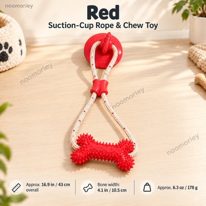 Red suction cup rope and chew toy product view
