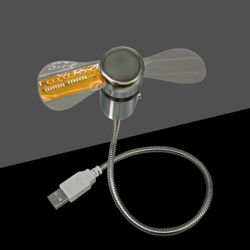 LED Time & Temperature USB Fan | 2-in-1 Portable Silent Desk Cooling Fan